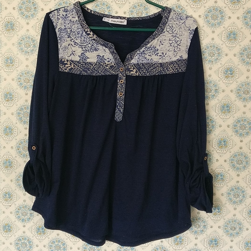 Maurices Floral and Navy Top